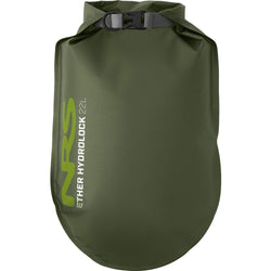 NRS Ether Hydrolock Dry Bag Forest Green 22 Liter Front With Logo