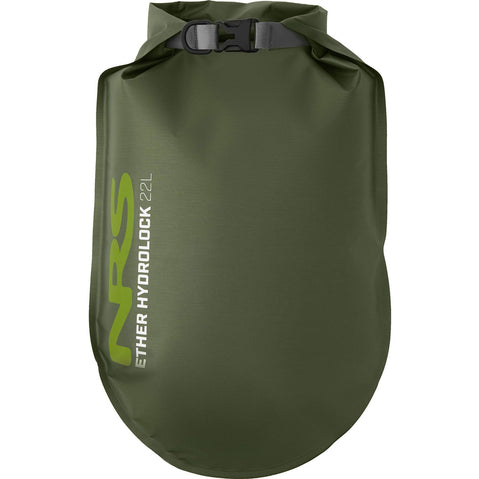 NRS Ether Hydrolock Dry Bag Forest Green 22 Liter Front With Logo