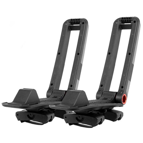Kuat Class 4 Folding J Cradle Roof Rack Kayak Carrier in Black upright pair