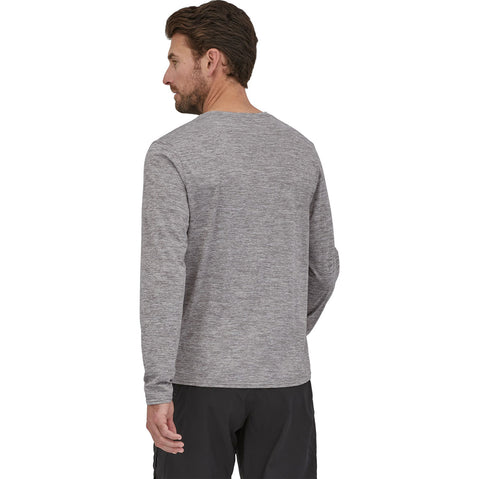 Patagonia Men's Capilene Cool Daily Long Sleeve Shirt in Feather Grey model back