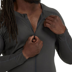 NRS Men's Expedition Weight Union Suit in Graphite model zipper