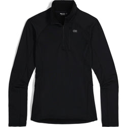 Outdoor Research Women's Vigor Grid Fleece Quarter Zip Shirt in Black front
