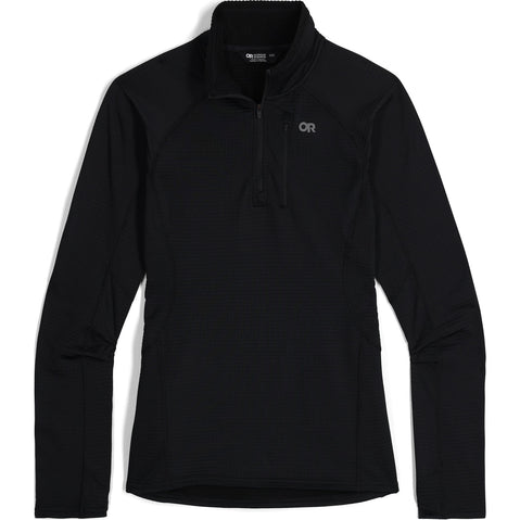 Outdoor Research Women's Vigor Grid Fleece Quarter Zip Shirt in Black front