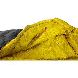 Nemo Sonic 0 Degree Down Sleeping Bag in Goodnight Gray/Goldfinch draft collar