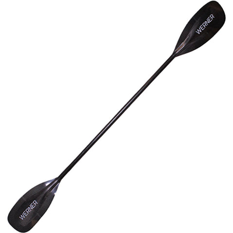 Werner Stealth Carbon Bent Shaft Whitewater Kayak Paddle Full Back View With Logo
