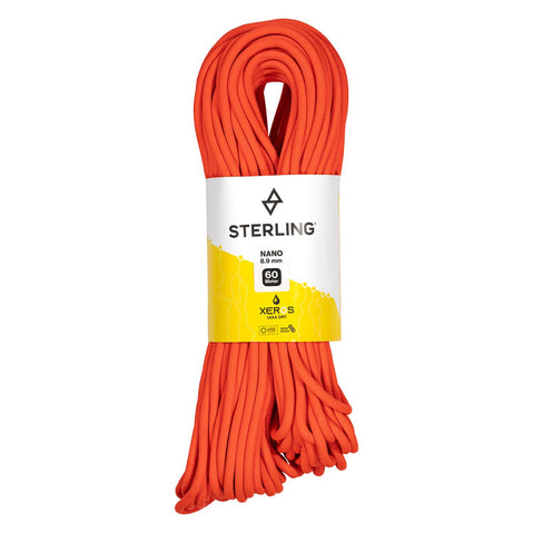 Sterling Nano IX 8.9 mm XEROS Dry Climbing Rope In Orange With Packaging
