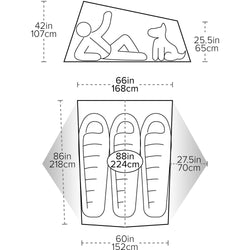 Big Agnes Tiger Wall UL 3 Person Backpacking Tent in Mercury/Evening Primrose diagram