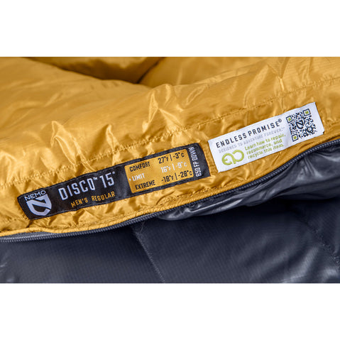 Nemo Men's Disco 15-Degree Endless Promise Down Sleeping Bag woven label