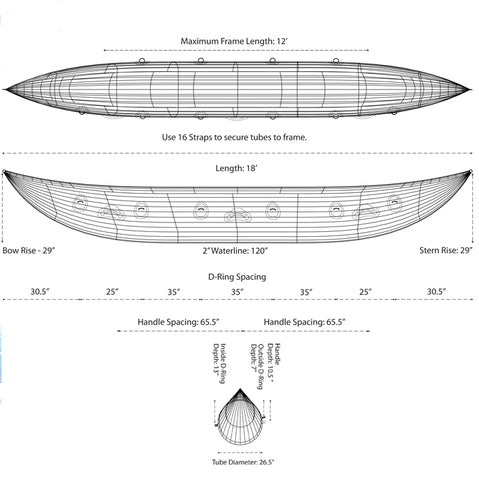 AIRE Leopard 18' Cataraft diagram