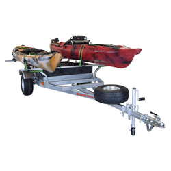 Malone MegaSport 2-Boat SaddleUp Pro Trailer Package with kayak loaded