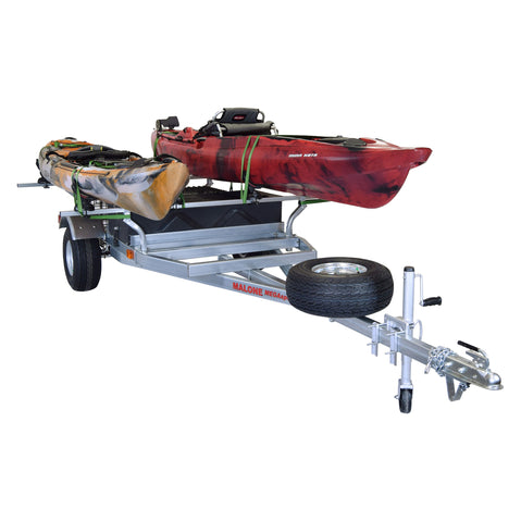 Malone MegaSport 2-Boat SaddleUp Pro Trailer Package with kayak loaded