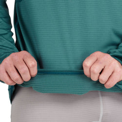 NRS Men's Lightweight Hoodie in Mediterranea model detail hem