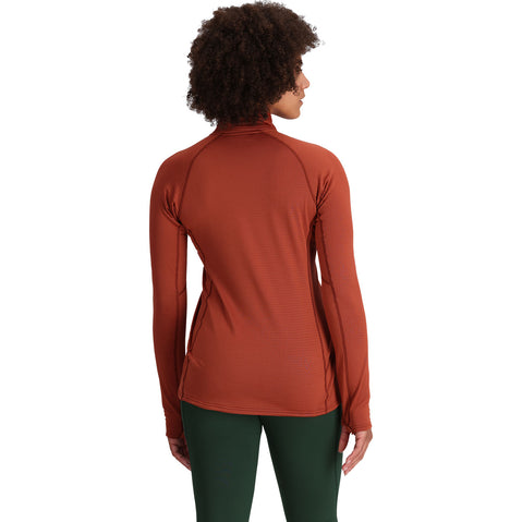 Outdoor Research Women's Vigor Grid Fleece Quarter Zip Shirt in Brick model view back