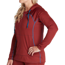 NRS Women's Lightweight Hoodie in Vino model frontcrop