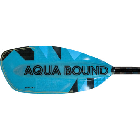 Aqua-Bound Aerial Major Fiberglass Versa-Lok Bent Shaft 2-Piece Kayak Paddle in Blue left blade backside