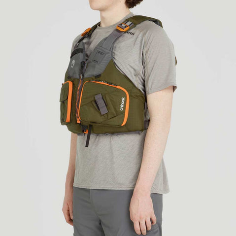 NRS Chinook Fishing LIfejacket (PFD) Bark model angle