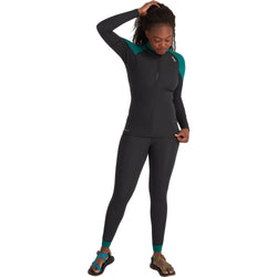 NRS Women's HydroSkin 1.5 Pants in Black/Harbor model front