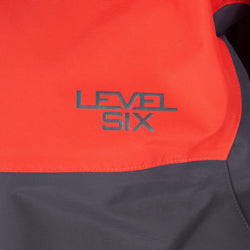 Level Six Cronos Semi-Dry Suit in Molten Lava neck logo 1