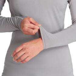 NRS Women's Rashguard Long Sleeve Shirt in Titanium model detail