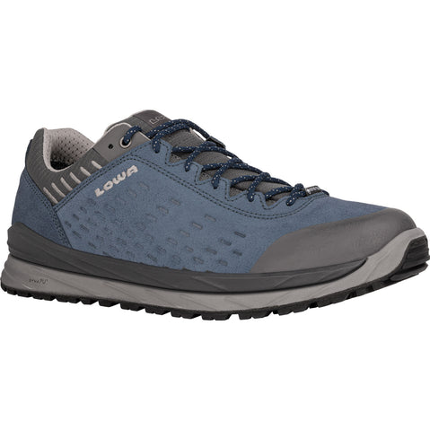 Lowa Men's Malta GTX Lo Hiking Shoes in Blue/Grey angle