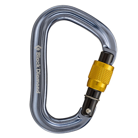 Black Diamond VaporLock Screwgate Carabiner in Dark Gray/Yellow front