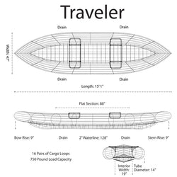 AIRE Traveler Inflatable Canoe wireframe