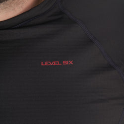 Level Six Men's Romulus Long Sleeve Shirt in Black model logo view