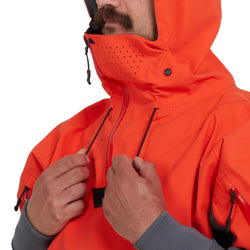 NRS Men's Element GORE-TEX Pro Semi-Dry Top in Flare model hood drawstring