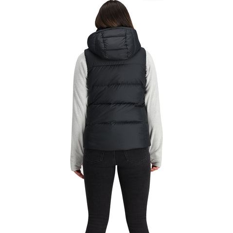 Outdoor Research Women's Coldfront Hooded Down Vest II in Black model view back