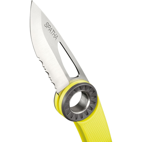 Petzl Spatha Clippable Knife in Yellow angle