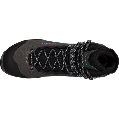 Lowa Women's Cadin II GTX Mid Mountaineering Boots in Anthracite/Aquamarine top
