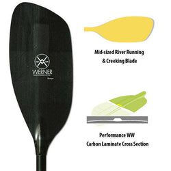Werner Sherpa Carbon Bent Shaft Whitewater Kayak Paddle detail