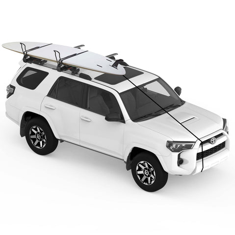 Yakima ShowDown Load Assist Kayak And SUP Mount with a stand up board loaded