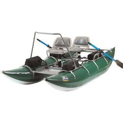 Outcast PAC 1200 Pro Series Pontoon Boat In Green With Accessories Angle View