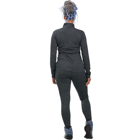 Outdoor Research Women's Alpine Onset Merino 150 Half Zip Shirt in Charcoal Heather model back view