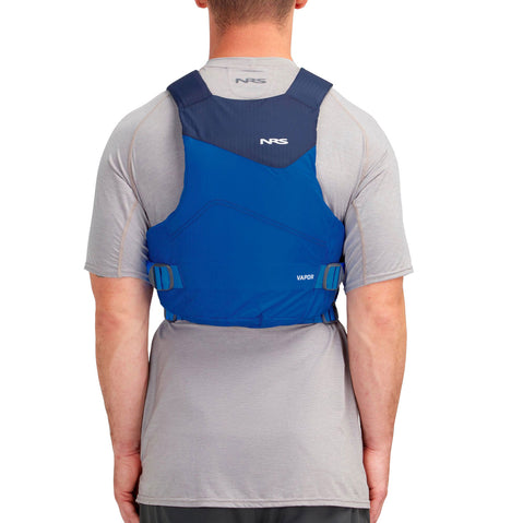 NRS Vapor Lifejacket Blue model back view