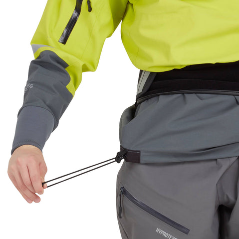NRS Women's Element GORE-TEX Pro Semi-Dry Top in Chartreuse drawstring