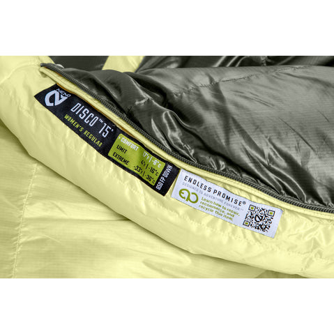 Nemo Women's Disco 15-Degree Endless Promise Down Sleeping Bag woven label