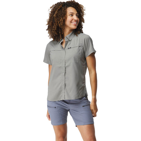 NRS Women's Gear Short Sleeve Shirt in Pebble model front