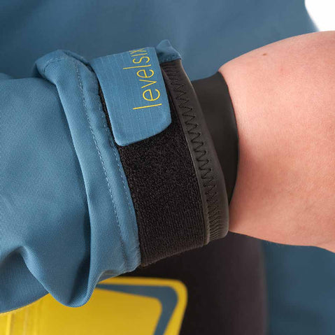 Level Six Women's Nova Dry Top in Crater Blue wrist closure