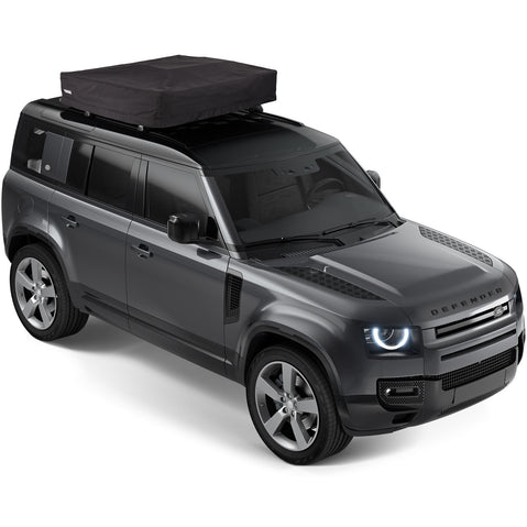 Thule Approach Roof Top Tent folded up on top of car angle view