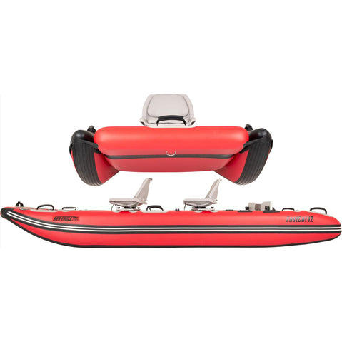 Sea Eagle FastCat12 Deluxe Inflatable Cataraft Package side and front