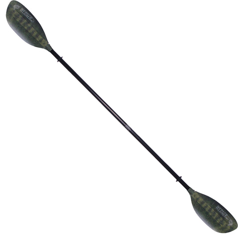 Werner Shuna Hooked Adjustable Fiberglass Kayak Fishing Paddle in Bass Green angle