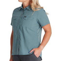NRS Women's Guide Short Sleeve Shirt in Lead model frontcrop