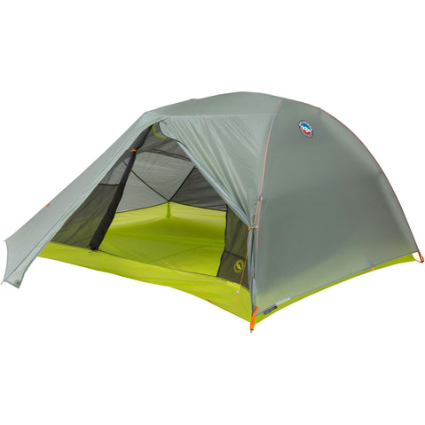 Big Agnes Tiger Wall UL 3 Person Backpacking Tent in Mercury/Evening Primrose with fly open
