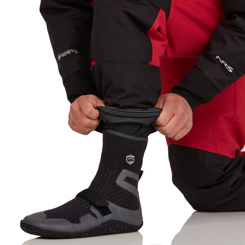 NRS Men's Jakl GORE-TEX Pro Dry Suit in Red model ankle