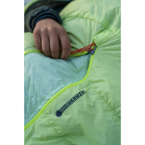 Therm-a-Rest Boost 650 32 Degree Down Sleeping Bag in Meadow Green lifestyle