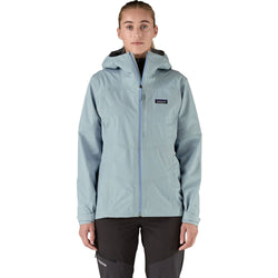 Patagonia Women's Boulder Fork Rain Jacket in Fleck Blue model front