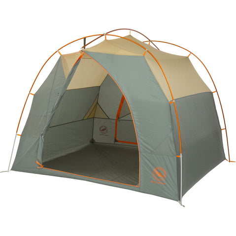 Big Agnes Bunk House 4 Person Camping Tent in Prairie Sand/Chinois Green door open