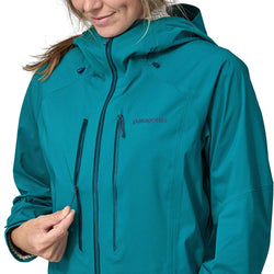 Patagonia Women's Stormstride Jacket Belay Blue chest pockets